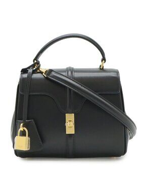 Celine Mini 16 Seeds One Handle 2-Way Shoulder Bag Calfskin Black Gold